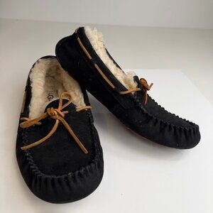 Ugg Slipper Women 8 Dakota Suede Leather Slip On Shoe Wool Lined Comfort Core Ex